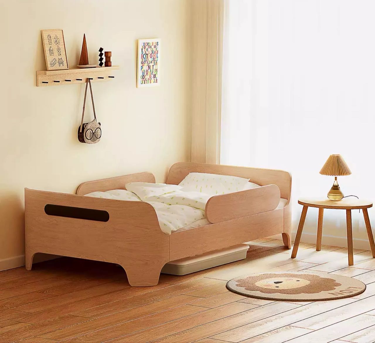 Solid Wood Safety Guard Children's Bed