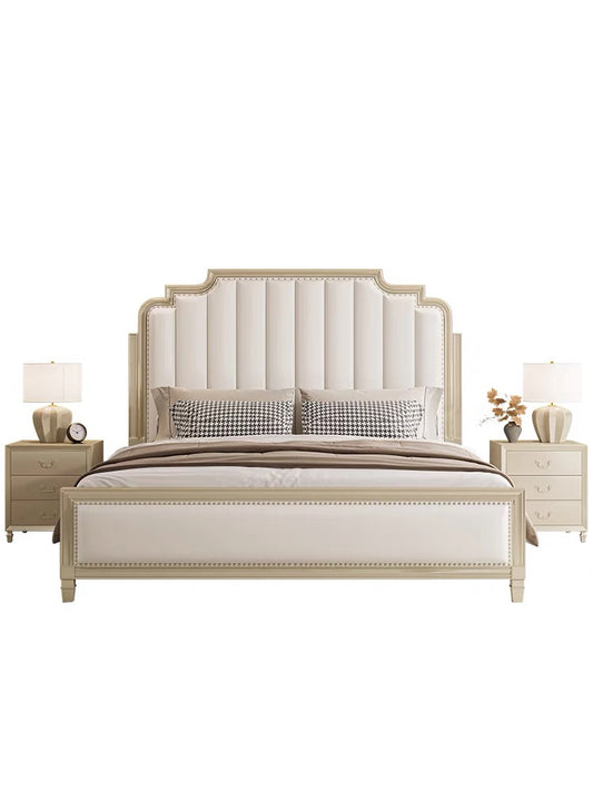 Luxury French Style Solid Wood Bed - High Headboard Design