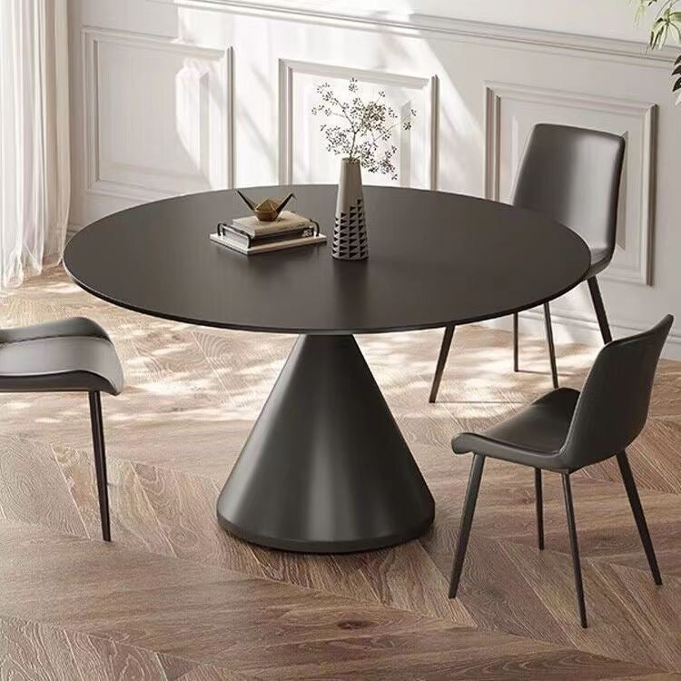 Minimalist Black and White Stone Round Dining Table
