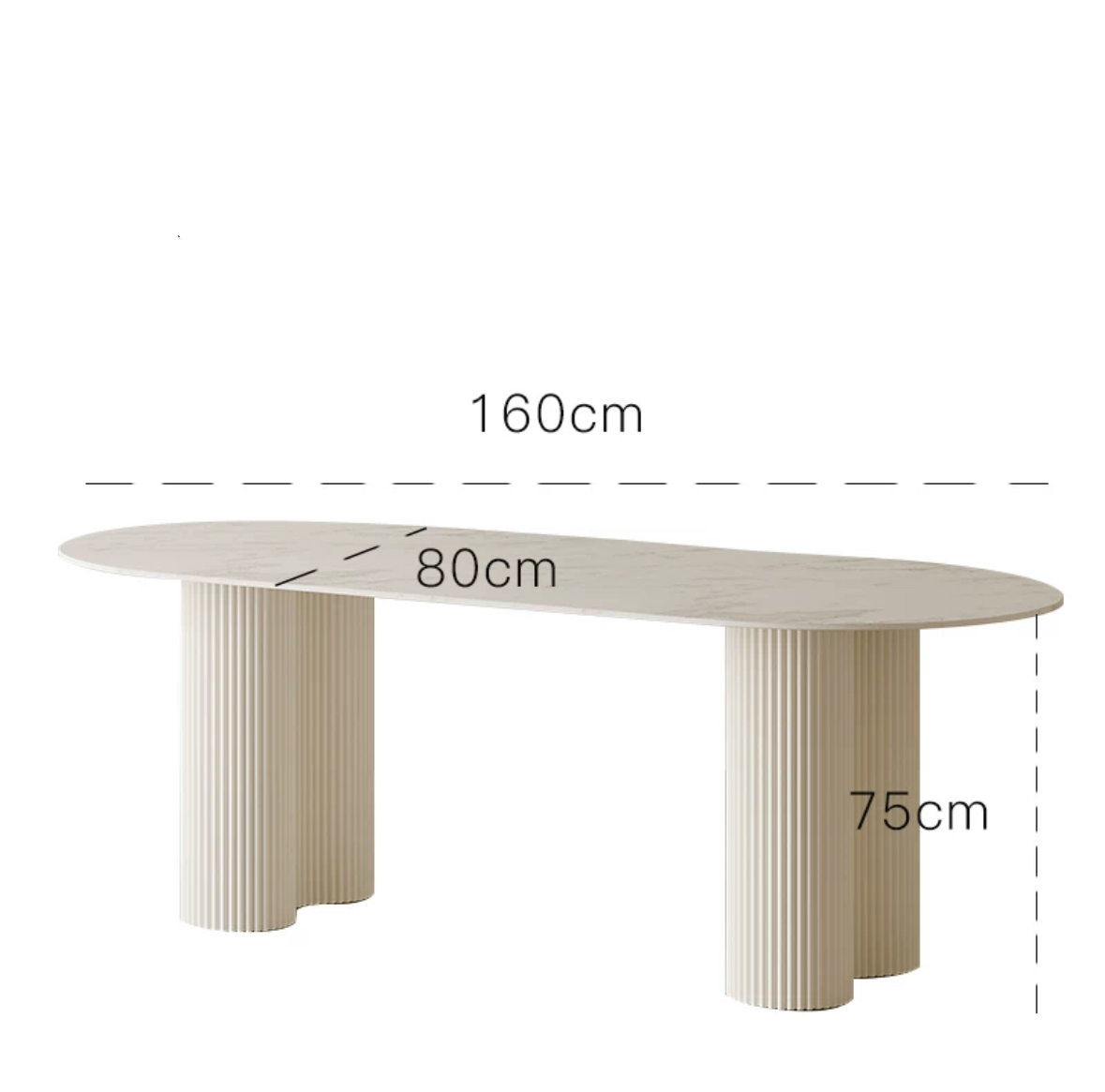 White Cream Marble Oval Dining Table