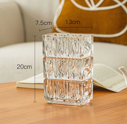 Square Luxury High-Grade Lead-Free Thickened Transparent Glass Vase